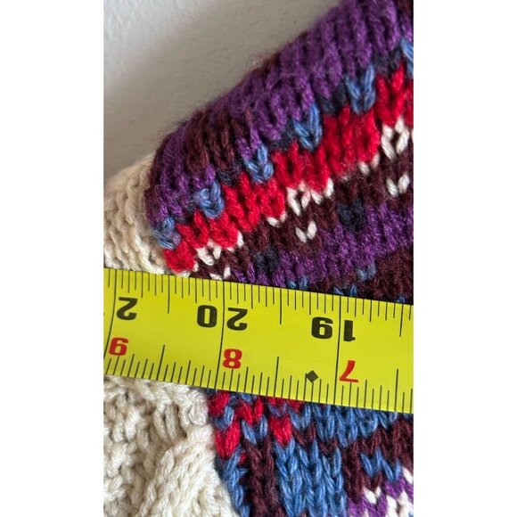 Zara Womens Oversized Contrasting Knit Jacquard Sweater Purple Beige Size S - Picture 5 of 10